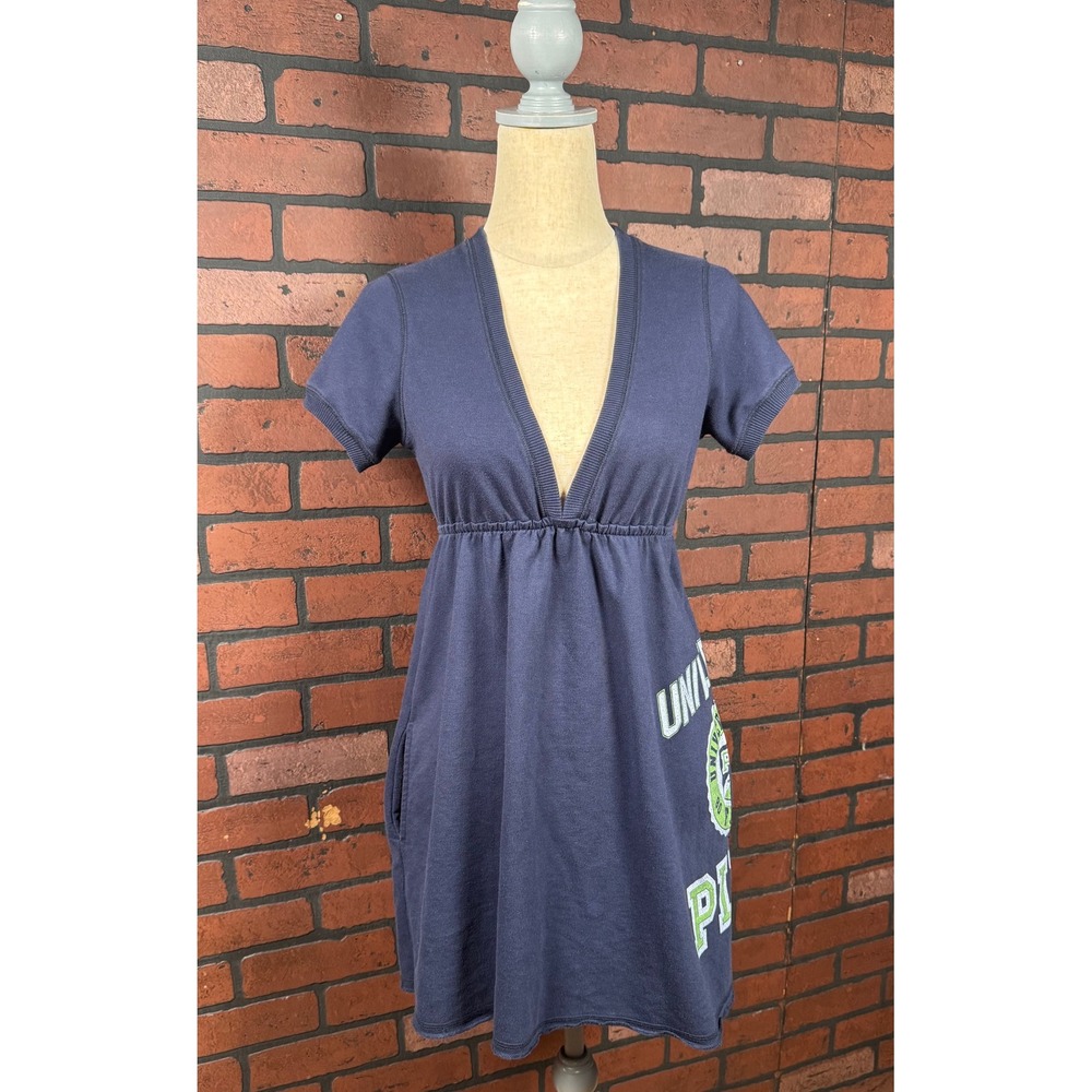 PINK Victoria's Secret University French Terry Navy T-Shirt Dress Womens S Y2K